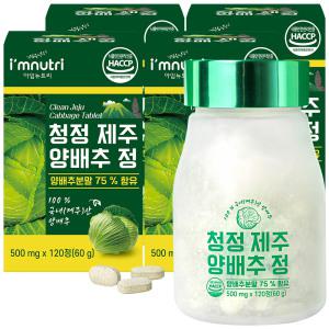 아임뉴트리 청정 제주 양배추환 양배추 정 500mg x 120정 4박스