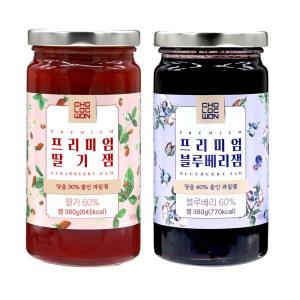 초록원 프리미엄과일잼 380g x 2개 (딸기잼 블루베리잼)