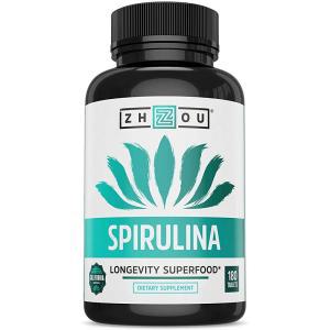 Zhou Spirulina 정 , 캘리포니아에서 지속 가능한 재배 논 GMO 30회 분량, 180정