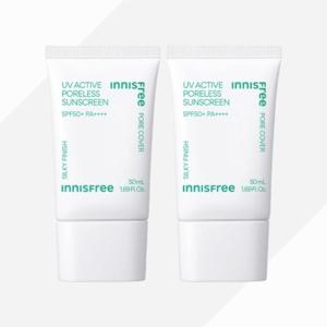 이니스프리 SPF50+ PA++++ 유브이 액티브 포어리스 선스크린 50ml 2개