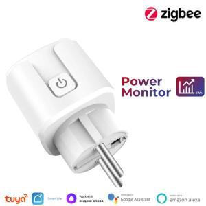 Tuya-Zigbee 16A 스마트 플러그 EU 스마트 소켓 250V 콘센트 전원 모니터링 타이머, Alexa Google Home yan