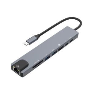 USB C타입 멀티허브 도킹스테이션 멀티컨버터 8in1 스마트폰 미러링 랜카드 MicroSD TF 카드리더기 4K HDMI