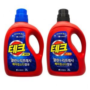 테크 세탁 세제 표백 세탁기 빨래 액체 클린 3L