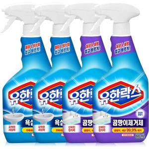 유한락스 욕실청소용 본품 600ml 2개 + 곰팡이제거제 본품 600ml 2개