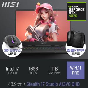 ⓒ MSI Stealth 17 Studio A13VG QHD i7-13700H 16GB 1TB WIN11 / 17인치 포토샵 디아블로4 게이밍 노트북