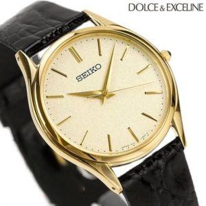 세이코 돌체 쿼츠 가죽 밴드 손목시계 골드 SEIKO DOLCE EXCELINE SACM150 일본 정규품