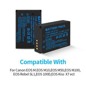 2Pcs 1800mAh LP-E12 카메라 배터리 AKKU + LCD USB 충전기 Canon M Kiss X7 Rebel EOS