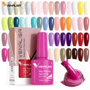 Venalisa HEMA FREE 젤 광택제 네일, 프렌치 젤리, 누드 핑크 컬렉션, 네일 젤 광택제 글리터, 화려한 소크 오프 UV LED 젤, 7.5ml