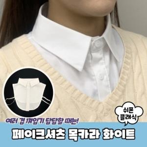 쉬폰 페이크셔츠 클래식 목카라 화이트