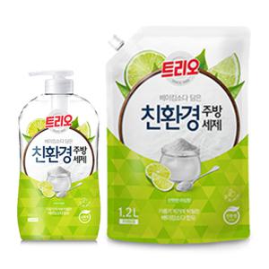 애경 트리오 베이킹소다 담은 친환경 주방세제 라임 680ml/리필 1.2L