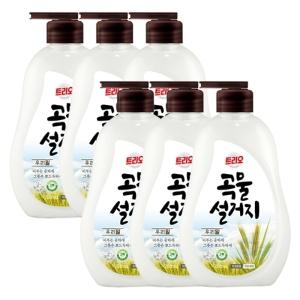 애경 트리오 곡물 설거지 우리밀 용기 750ml x6 /주방세제