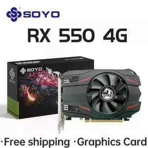 SOYO AMD Radeon RX550 데스크탑 PC 게임용  비디오 오피스 그래픽 카드 128 비트 HDMI RX 550 컴퓨터 부품