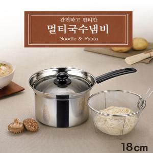 키친플라워 IH인덕션 스텐레스 라면 국수 면냄비 18cm 편수