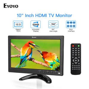 Eyoyo 휴대용 소형 LCD 화면 디스플레이, PC CCTV 보안 시스템용, VGA AV USB 원격 제어, 10 인치 IPS HDMI 모니터, 1024x600