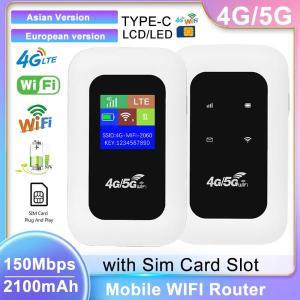 무선공유기 SIM 카드 슬롯 포함 모바일 와이파이 라우터, 4G, 5G 핫스팟, LTE 무선 2100mAh 휴대용 모뎀, 1