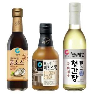 청정원 필수조미료3종 ( 굴소스500g + 치킨스톡340g + 청간장390ml )