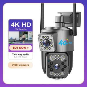 V380 Pro 4G SIM 카드 CCTV 카메라 4K 4MP HD 방수 야외 IP 보안 컬러 나이트 비전 양 통화 AI