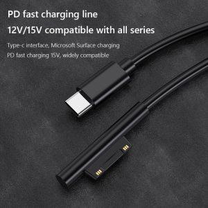 저스트업 충전 USB C 전원 공급 장치 태블릿 충전기 액세서리 마이크로소프트 서피스 프로 3 4 5 6 케이블