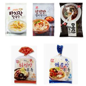 한일식품 본고장 시원한 바지락 칼국수 428g(2인분) 외 멸치칼국수 메밀소바 튀김 해물우동 2인분 골라담기