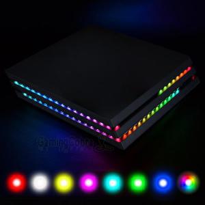 EXtremeRate RGB LED 조명 스트립 키트, ps4 프로 콘솔용 IR 리모컨 포함, 7 가지 색상, 29 가지 효과 장식