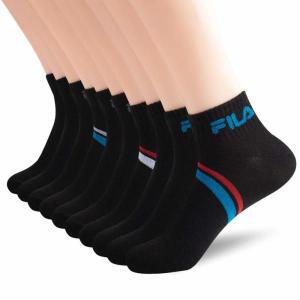 Fila 남성용 쉐브론 스트라이프 쿼터 양말 블랙 10팩