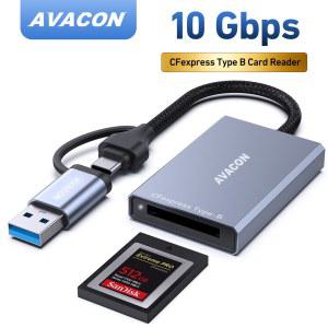 C타입 어댑터 10Gbps AVACON 2 USB C&USB A Type 3 Gen B in 1 카드 호환 CFexpress 가능 리더기 Windows/Mac/Linux/Android와