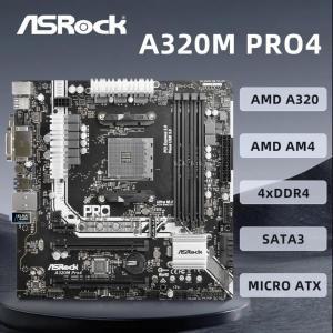 ASROCK A320M PRO4 마더보드 소켓, AM4 지지대 R9 3900X R7 3800X Ryzen 5 2600X 2500X CPU, AMD Promontor