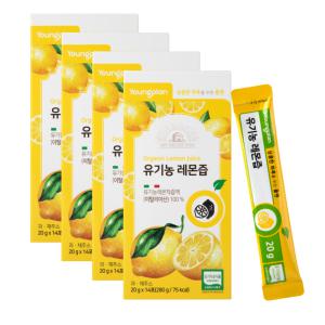 영진약품 유기농 레몬즙 20g 14포 4박스 - NFC 레몬100% 착즙주스 액상스틱 레몬원액