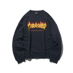 트래셔 THRASHER 플레임 로고 맨투맨 네이비 매장정품 156484