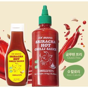 OX황소표 스리라차 핫 칠리 소스 휴대용(소용량) 220g 1개 + 대용량515g 1개 총 2개