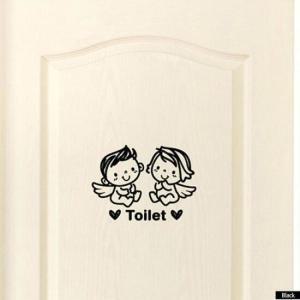 [HYIJMOL0_4B]TOILET 천사 화장실 스티커 포인트 블랙