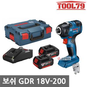 보쉬 GDR18V-200 충전 컴팩트 임팩 드라이버 18V 5.0Ah*2개 3400 RPM 브러쉬리스