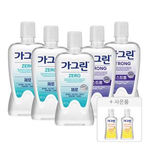 가그린 제로, 820ml, 3개 + 스트롱, 750ml, 2개 + 증정(유자민트, 100ml, 2개)