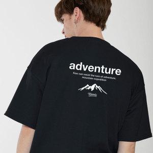 오버핏 프린팅 티셔츠 반팔티 프린트 레터링 남자 면티 흰티 adventure