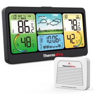 ThermoPro 가정용 무선 디지털 대형 LCD 충전식 온도계 습도계 실내 및 실외 TP280C 300m