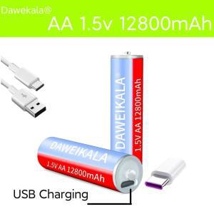 리모컨 마우스용 충전식 고용량 리튬 이온 배터리, 전기 장난감 배터리, C 타입 케이블, AA 1.5V, 12800mAh