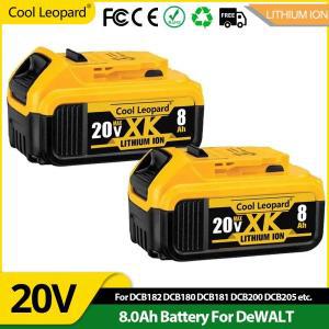 디월트 공구용 리튬 교체 배터리, 20V, 5.0Ah, 6.0Ah, 8.0Ah, 18V, DCB184, DCB200, DCB180, DCB181, DCB18