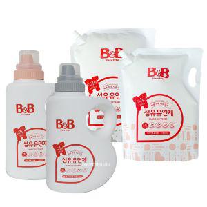 비앤비 섬유유연제 용기 1 + 리필 1개 1500ML+1800ML/자스민 베르가못 유아 아기 신생아 세제 유연제