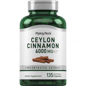 Piping Rock 실론 시나몬 캡슐 6000mg | 135개 허브 추출물 보충제 GMO 프리, 글루텐 프리