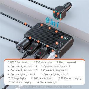 SEAMETAL 차량용 USB 충전기, 9 in 1, 171W 고속 충전 휴대폰 담배 라이터 어댑터, PD 30W/QC 3.0, 6 포트