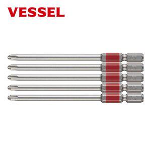 [신세계몰]베셀 VESSEL GS5P2100D 단두 고사이비트 십자 2x100mm(+) 5개입 빨간비트 편두 엑스하드강 컬러