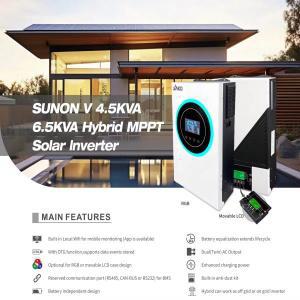 Sako Sunon V 내장 120A MPPT 순수 사인파, 60-450VDC PV 입력, 배터리 없는 작동, 6.5Kva/6200W, 48V