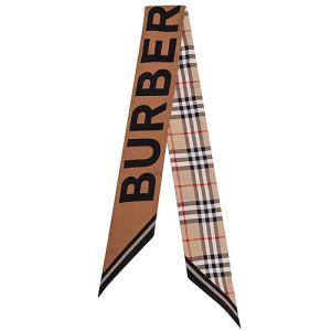 [BURBERRY]  빈티지 체크 로고 스키니 실크 스카프 8028950