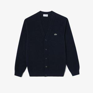 라코스테 LACOSTE 공식브랜드관 남성베이직 V넥 방모 가디건AH560E-54N 166네이비 218124