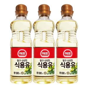 해표 맑고 신선한 콩 식용유 대두유 0.5L X 3개