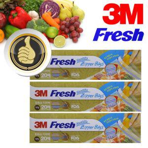 3M Fresh 더블 지퍼백 대형 60매 밀폐 이중백 투명