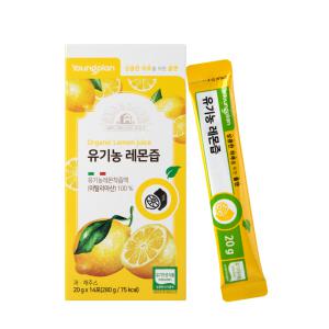 영진약품 유기농 레몬즙 20g 14포 - NFC 레몬100% 착즙주스 액상스틱 레몬원액