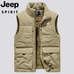 지프 JEEP SPIRIT 추동 남자 면조끼 기모 도톰 카고 조끼 멀티 포켓 차이나 야상 패딩