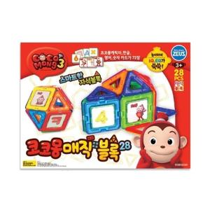 코코몽 매직블록 자석블록 28PCS 한글 영어 숫자 교구 장난감