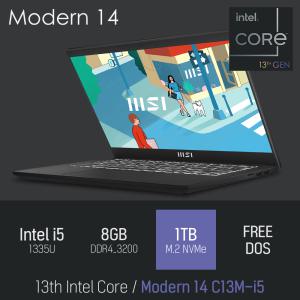 ⓒ MSI Modern 14 C13M-i5 i5-1335U 8GB 1TB / 초경량 14인치 사무용 인강용 비즈니스 노트북